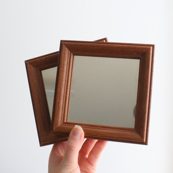 Vintage Small Wood Frame Mirror Set - Country Cottage Farmhouse Home Decor - Picture 2 of 7